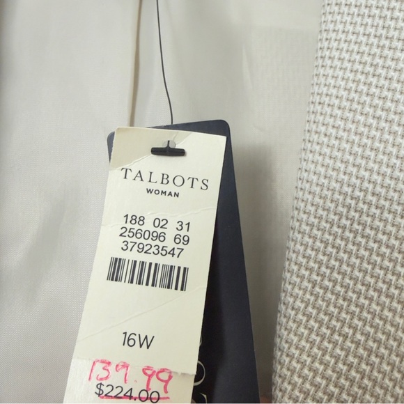 Talbots Size 14 Womens Tan Beige Collared Career Blazer size 16W - Picture 9 of 11